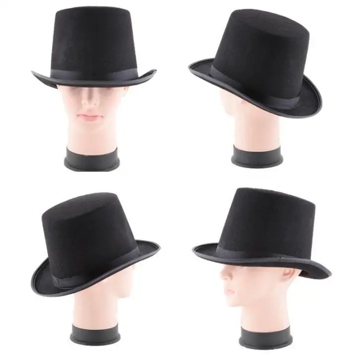 Satin Felt Top Hat Magician Gentleman Adult 20's Costume Tuxedo Victorian Cap Halloween Xmas Party Fancy Top Hat 100pc Wholesale