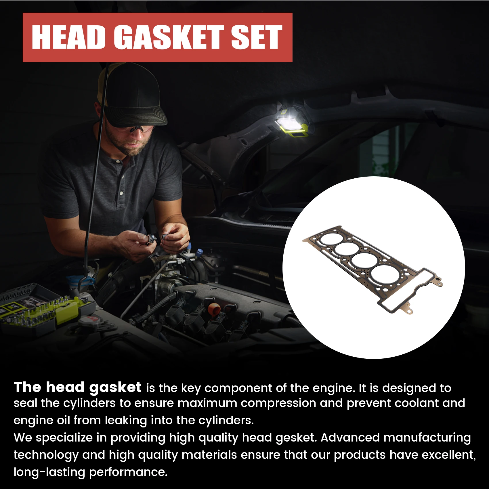 

Для Mercedes-Benz C300 GLC300 E300 2.0 I4 Turbo M274 Прокладка головки блока цилиндров двигателя 2740160020