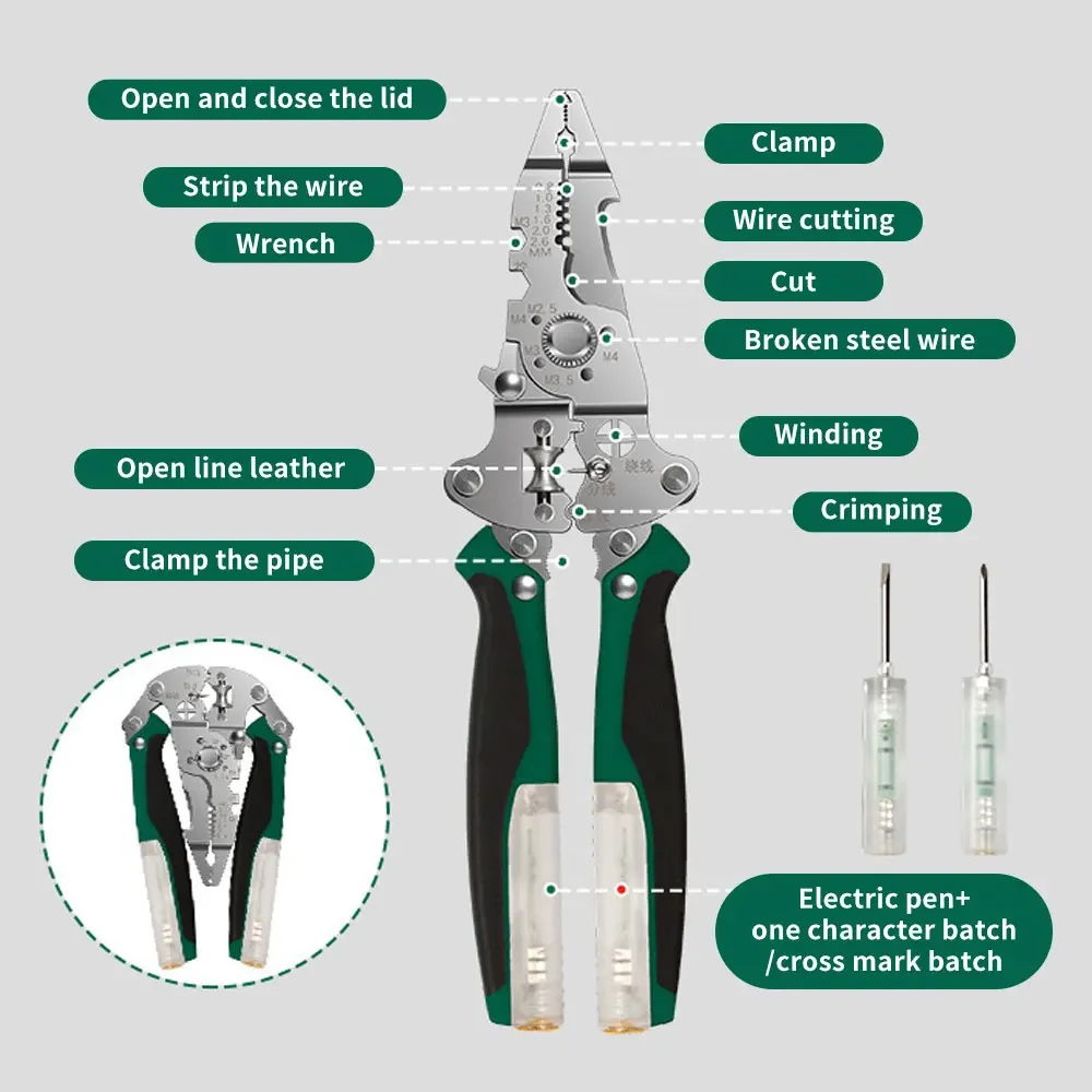 electrician pliers Folding needle screwdriver wire stripper