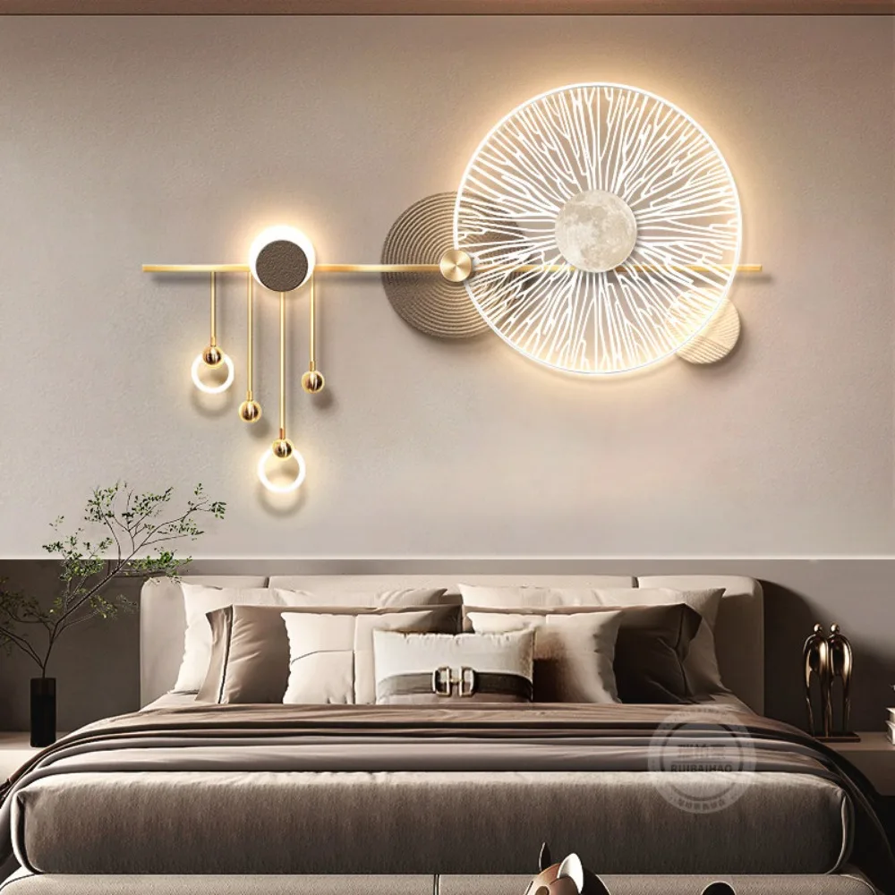 Luxury Bedroom Wall Painting Italian Minimalist Background Wall Decor High-End Bedside Decorative Wall Lamp Home Decor