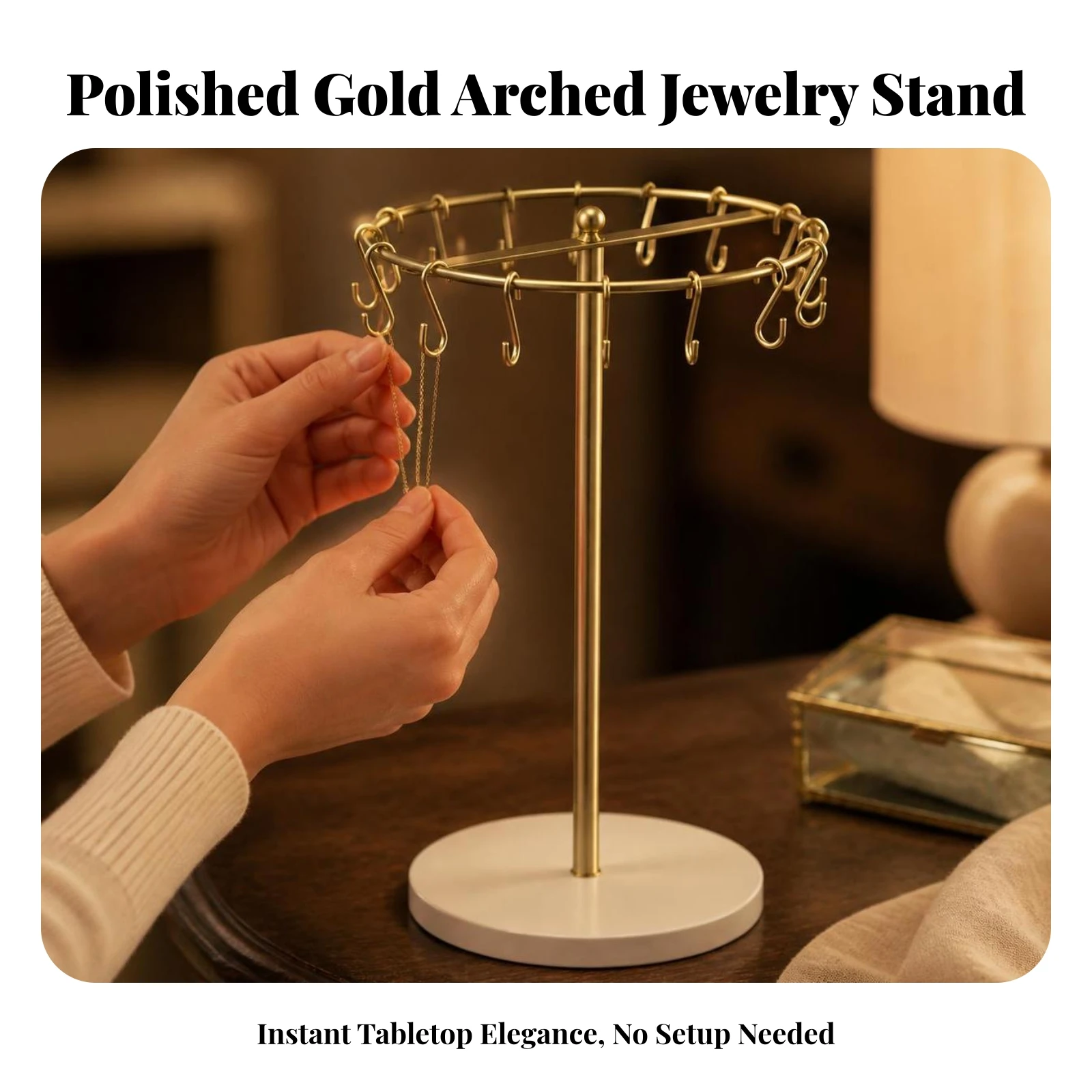Necklace Holder Stand Tabletop Jewelry Holder with Hooks Necklace Hanger with Round Base Tangletangle-Free Jewelry Tree Easy
