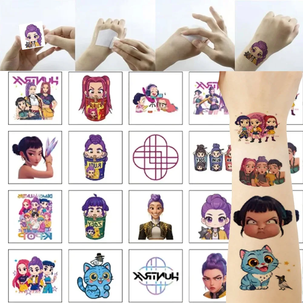 Conjunto de 20 peças de desenhos animados Kp o-p De mon #   Adesivo de Tatuagem Temporária Hun Ters Rumi Kang, Adesivo de Tatuagem Rumi Demoníaco para Presentes de Festa
