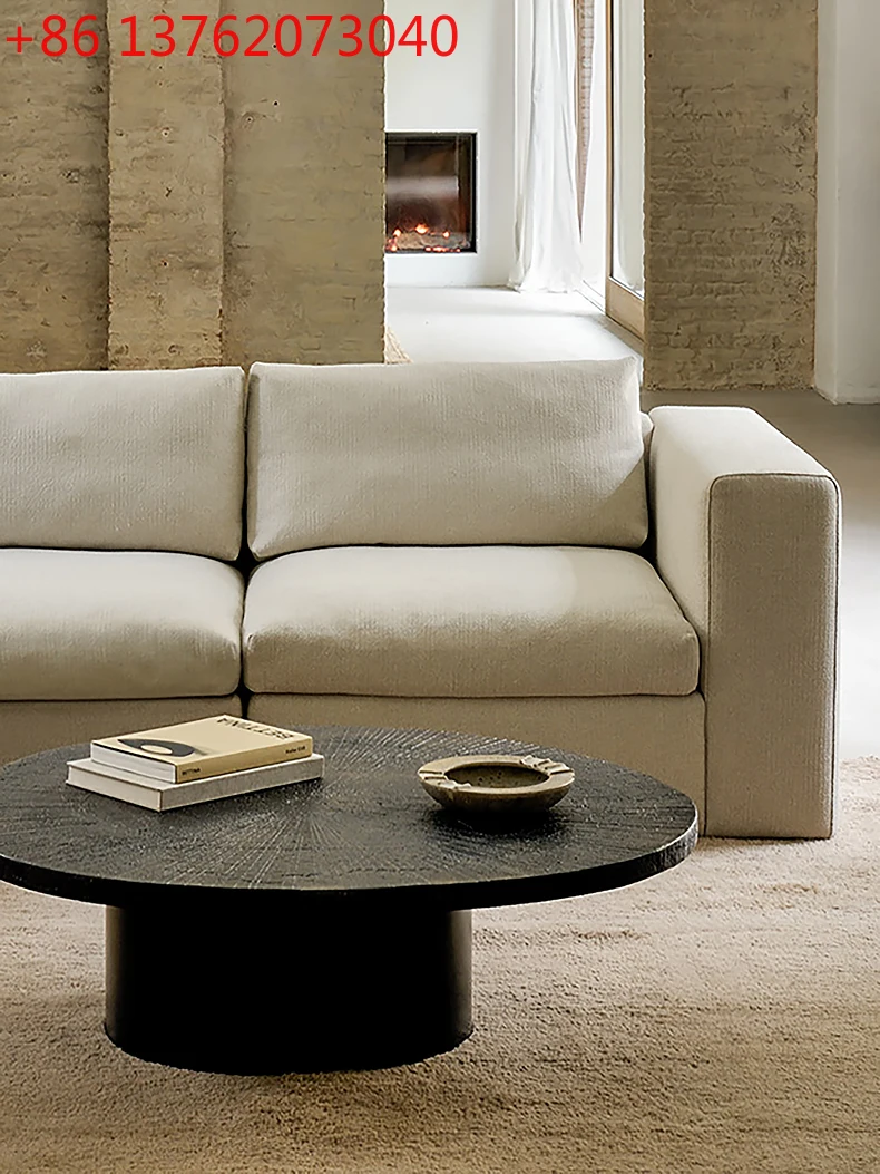 

Italian retro wabi sabi wind cracked surface oval coffee table