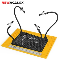 NEWACALOX 마그네틱 도우미 손 납땜 스테이션, 용접 실리콘 패드, 커팅 매트, 서드 핸드 납땜 도구 PCB 거치대
