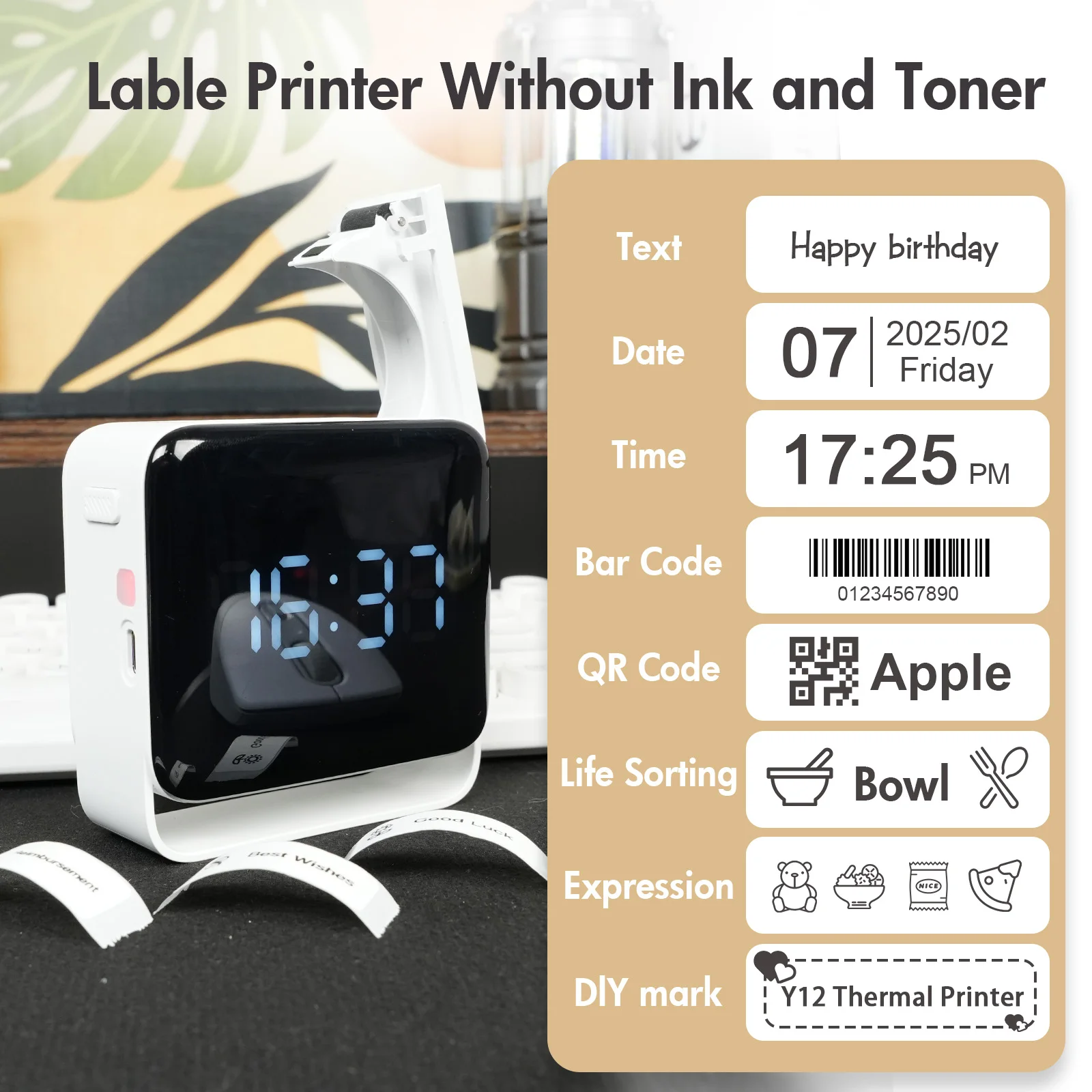 صانع طابعة حرارية صغيرة للملصقات المحمولة سماعة لاسلكية تعمل بالبلوتوث ملصقات الطابعة المحمولة للشركات الصغيرة شعار مكتب المنزل #2