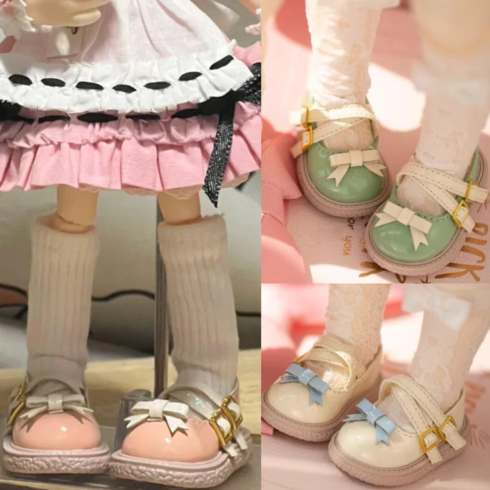 

D09-P142 children handmade toy 1/6 1/4 1/5 uf gl MDD MSD BJD Doll shoes cute colorful Buckle bow leather shoes 1pair