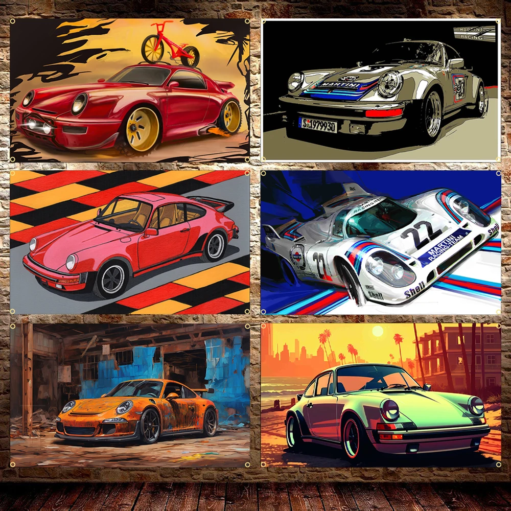 P Racing Car Flag 60x90cm / 90x150cm Polyester Digital Print Car Banner for Home Decor Auto Racing Fan Gift