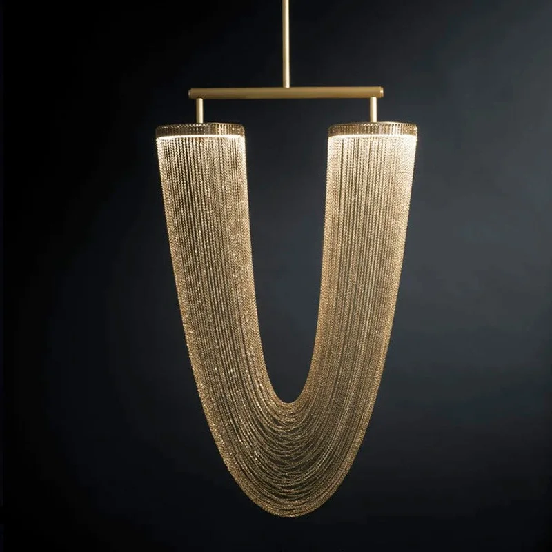 Modern LED living room hanging tassel pendant lamp, suitable for dining rooms, ceiling chandeliers, stainless steel lustre