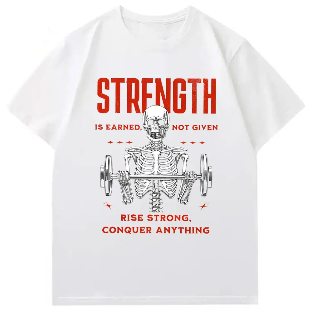 Skeleton GYM Tee, Strength T Shirt Motivational Shirts Muscle Mommy Weightlifting Work Out Shirt Gym Pump Cover Women Clothing