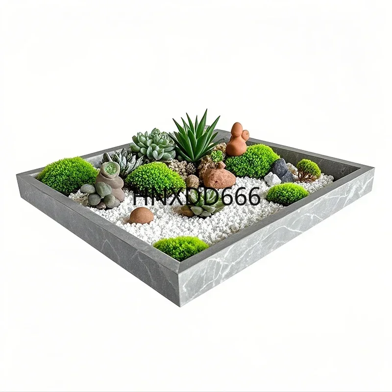 Home Courtyard Garden Slate Ecological Landscape Base Study Desktop Micro Landscape Flower Bed Landscape Pot Decoration