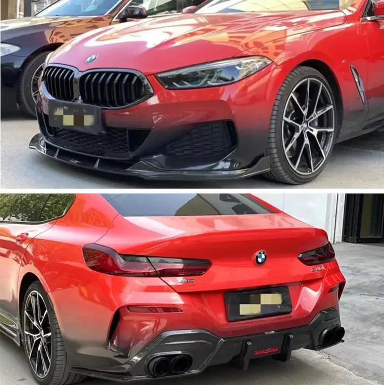 

Для BMW 8 серии G14 G15 G16 2019 2020 2021 2022 передняя губа задний бампер диффузор крыло хвостовой спойлер крышка из настоящего углеродного волокна