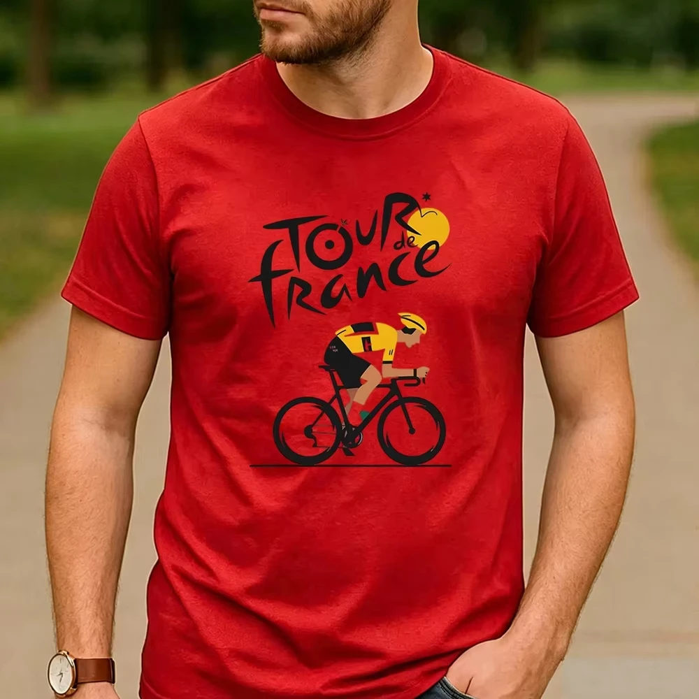 2026 Tour De France Gelbes Trikot Radfahrer Grafik Baumwoll-T-Shirt Unisex Retro Outdoor Rennrad Sport Casual Streetwear Tee – Detail 6