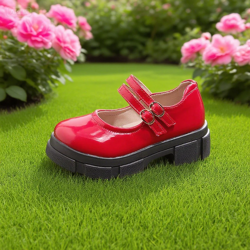 

Girls Mary Jane Shoes 3-18 Years Old Red Children's Single Shoes Four Seasons Beige Lightweight Non-slip Kids Leather Shoes