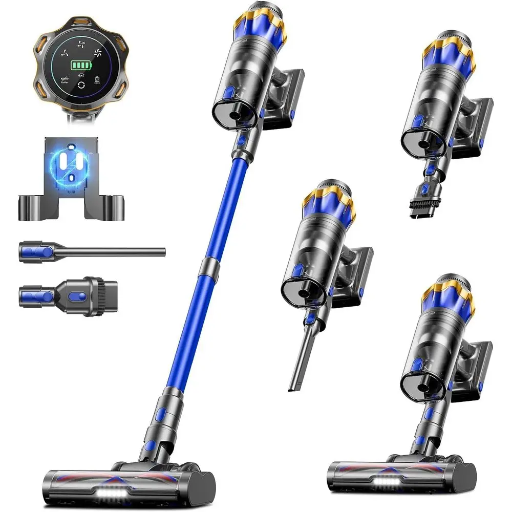 

Cordless Vacuum Cleaner, Upgraded 600W 50KPA 70Mins Cordless Stick Vacuum Cleaner with Self-Standing and Touch Screen, Anti-tang