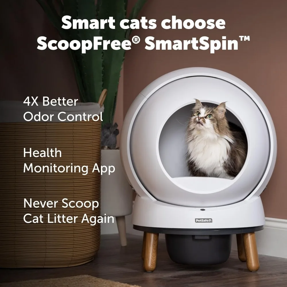 Automatic Self-Cleaning Cat Litter Box – Advanced Odor Control – App Controlled with Health Monitoring – Works with Any Litter