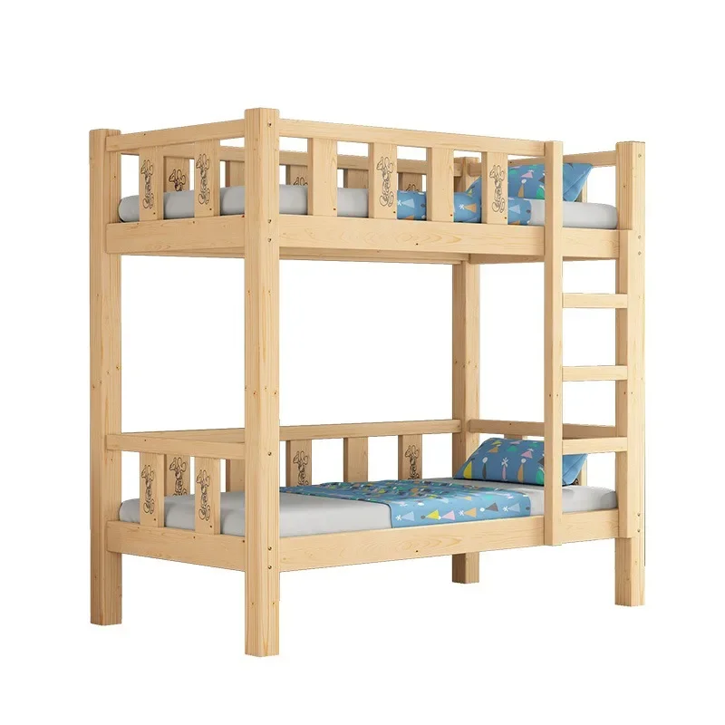 Lit en bois massif à double couche pour enfants de la maternelle, support de déjeuner pour enfants de l\'école primaire, lits superposés supérieurs