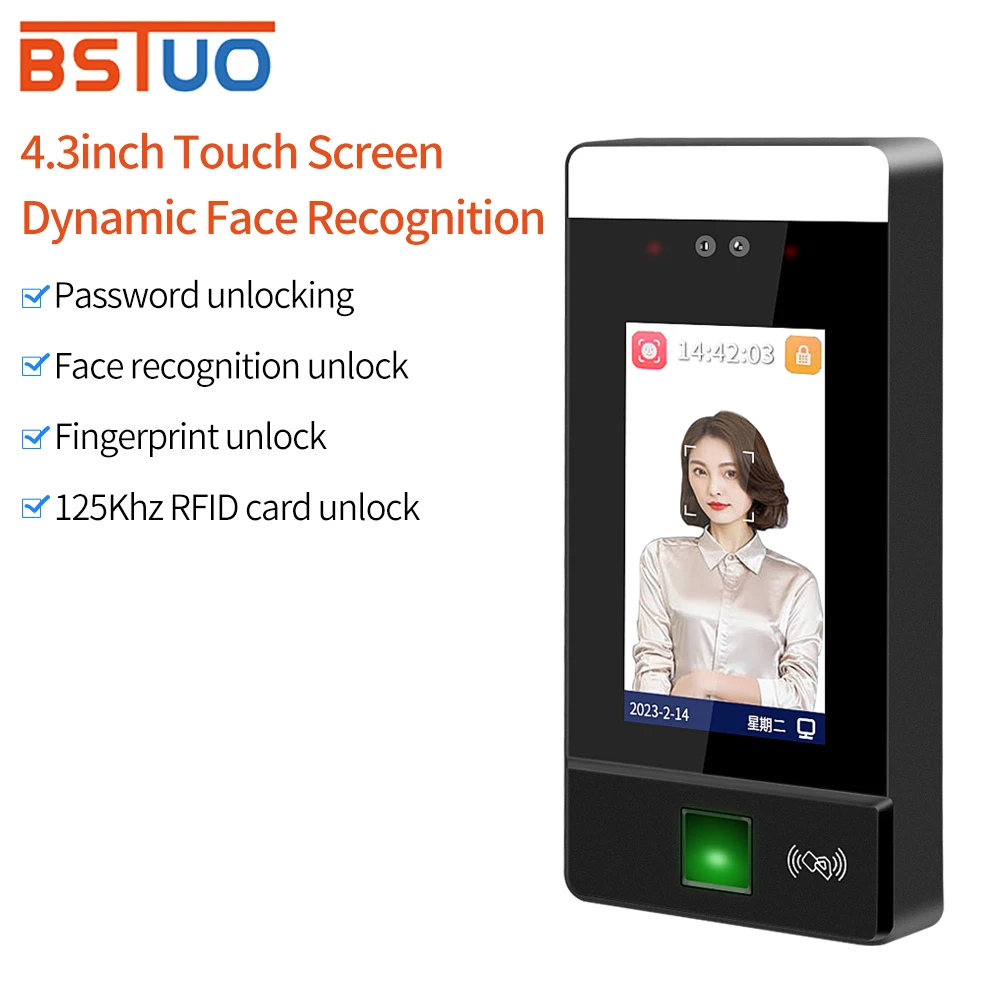 Infrared Detection Biometric Fingerprint Dynamic Face Recognition Employee Time Log Attendance Automation for Gates Turnstile