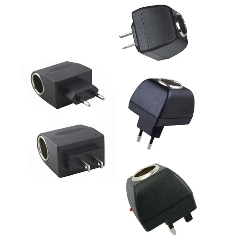 1PCS AC Adapter With Car Socket Auto Charger US/EU/UK Plug 220V AC To 12V DC Use For Car Electronic Devices Use At Home