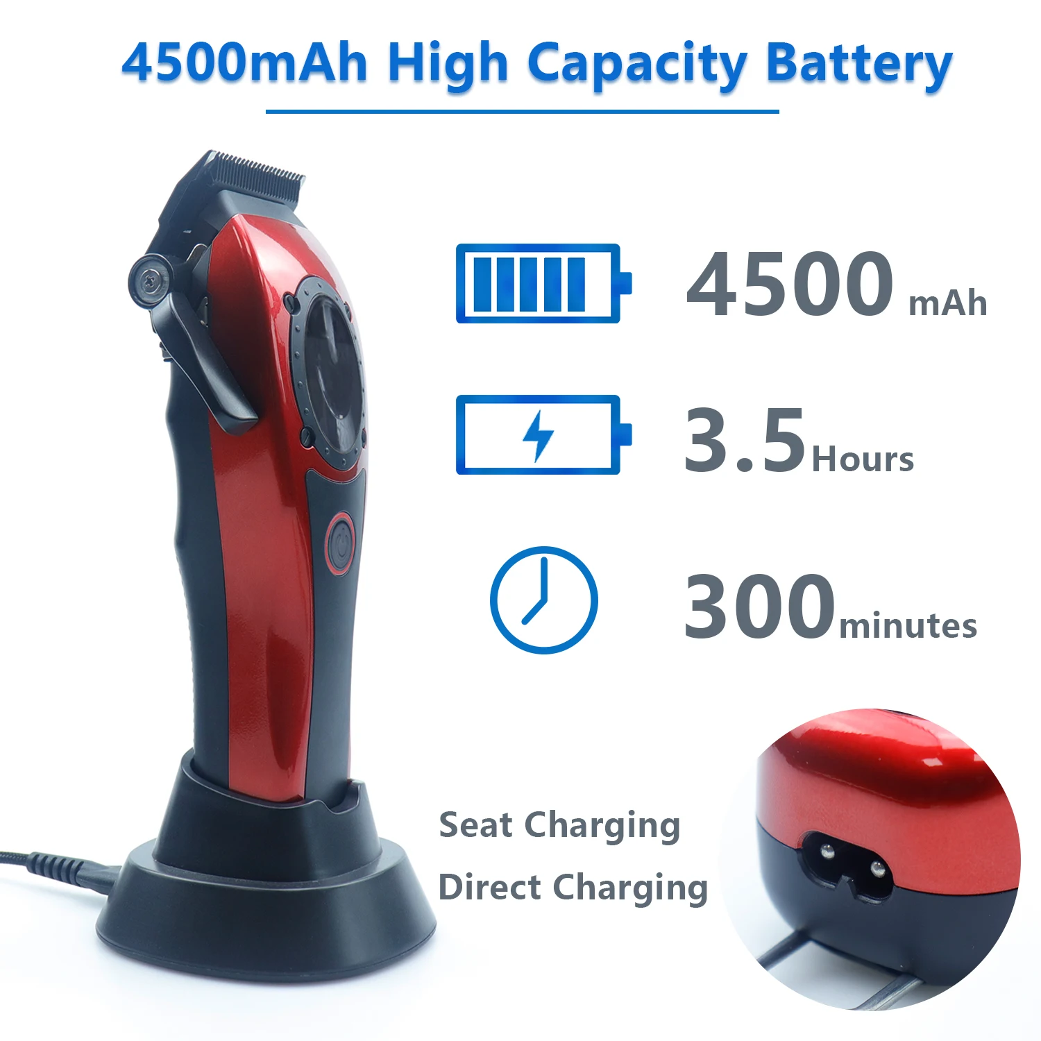 HClippers HC231 Professional Men's Electric Hair Clippers with 8000RPM 4500mAh Large Capacity Battery Hair Trimmer for Barber