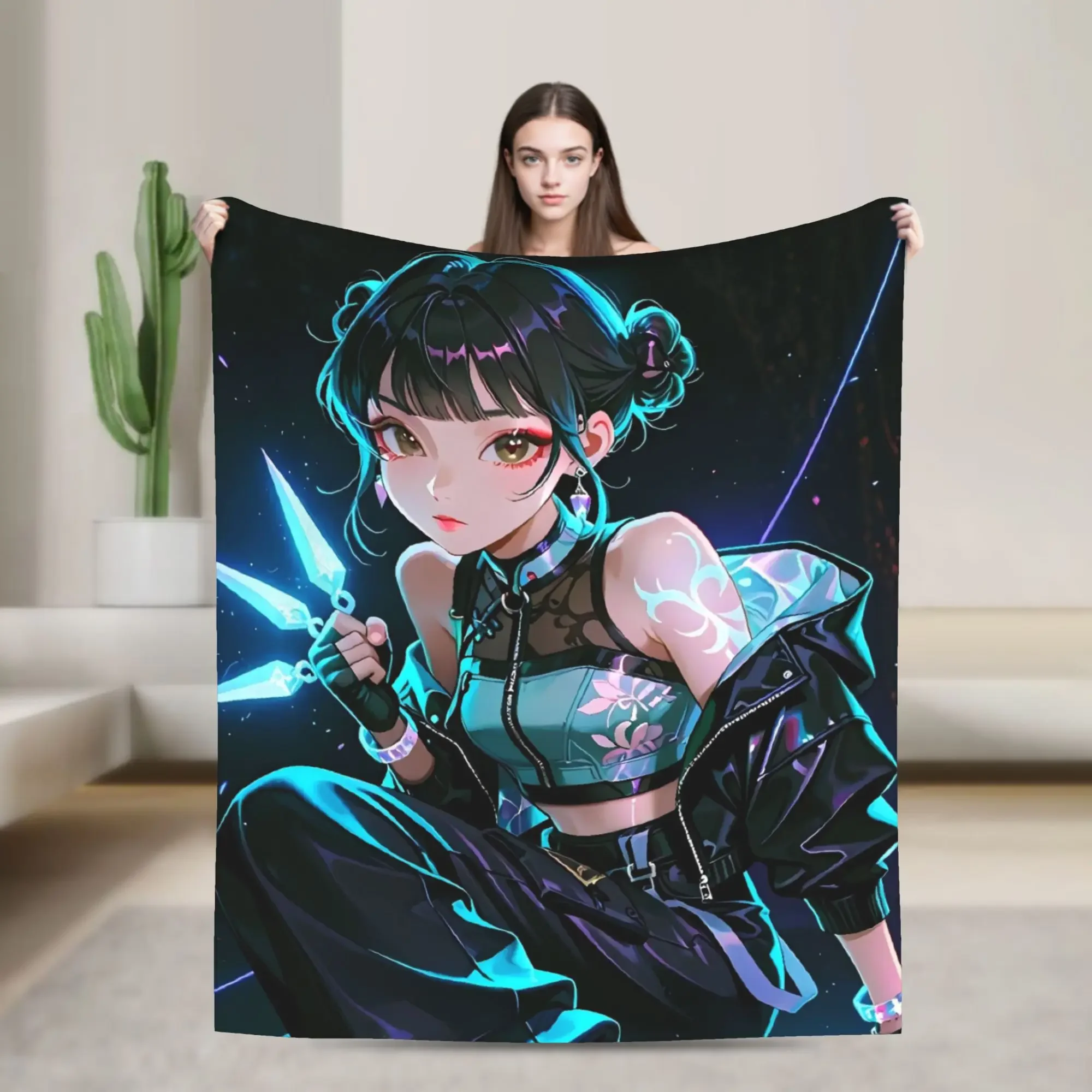 

KPop Inspired Devil Hunter Soft Flannel Throw Blanket for Bed Sofa Outdoor Use Home Textiles