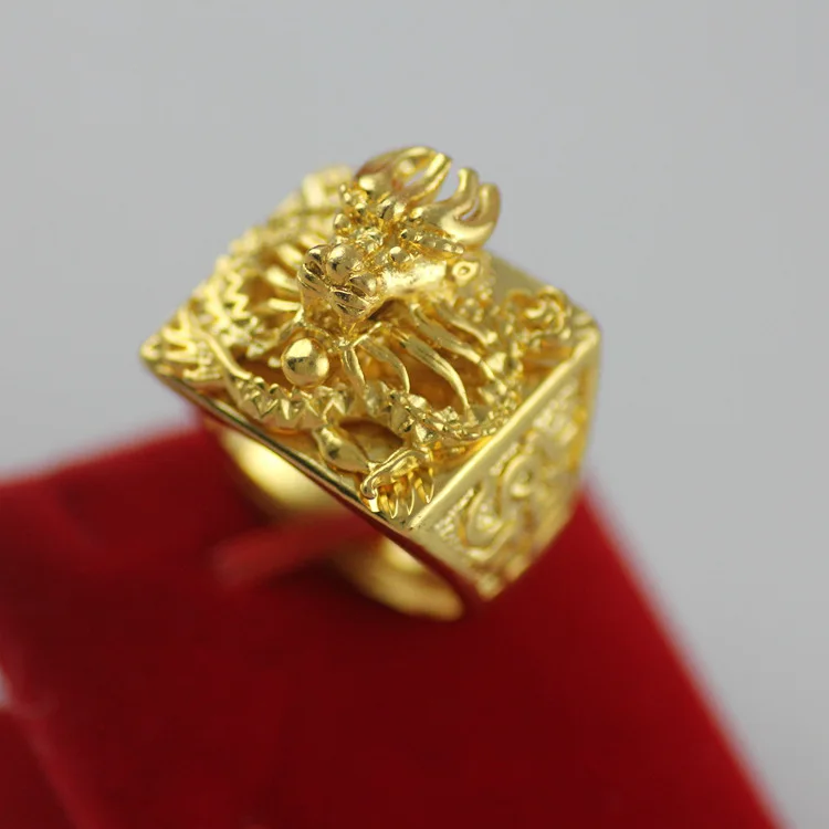 

Pure Gold Color Rings for Women Men 3D Pixiu Adjustable Fingle Rings Engagement Wedding Yellow Gold Ring Fine Jewelry Gifts