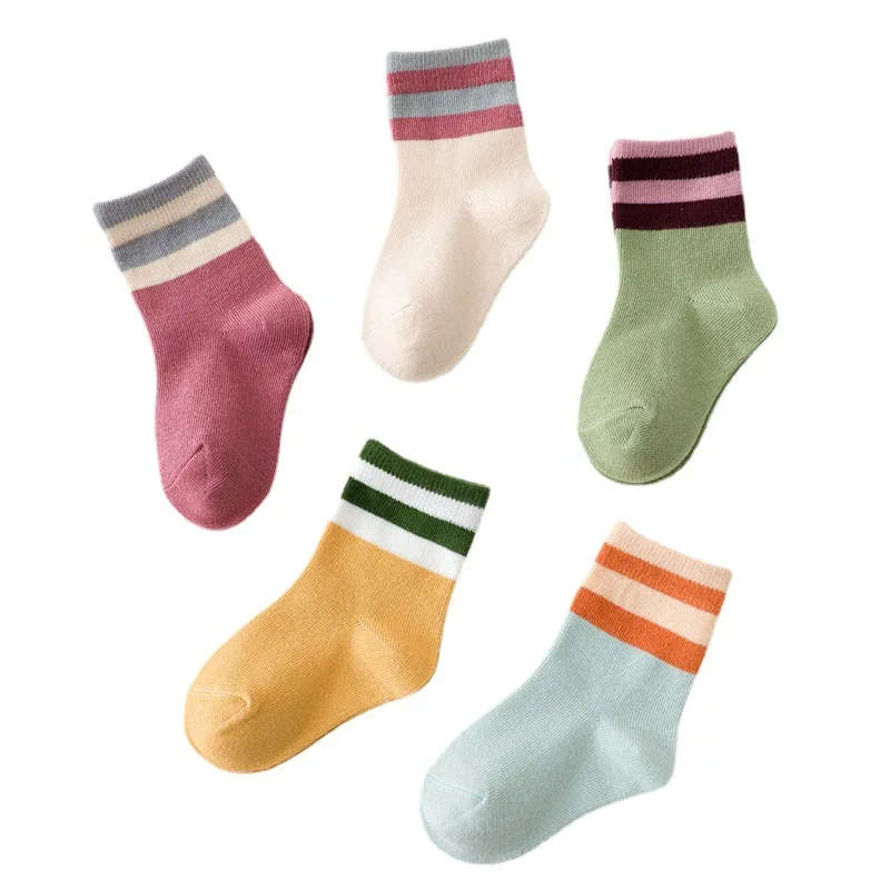 kids Socks autumn spring winter Cotton Boy Girl Lovely striped  Baby Children Sock 1-12year 5pair/10pair  sales direct