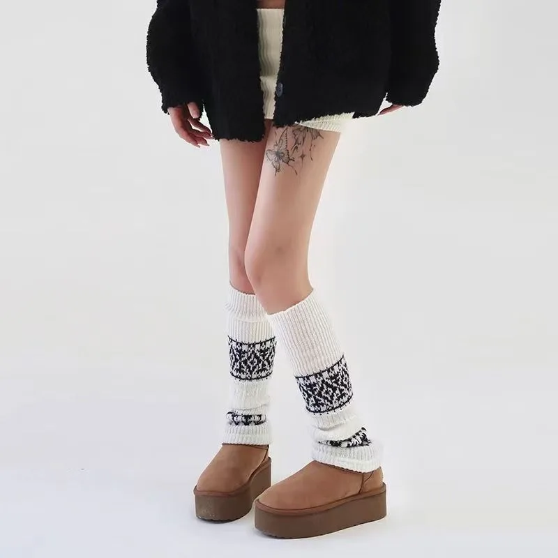 Soft Matching Shoes Knitted Mid-Calf Socks Long Tube Thick Long Tube Socks Keep Warm Knitted Foot Cover Sock liner Winter