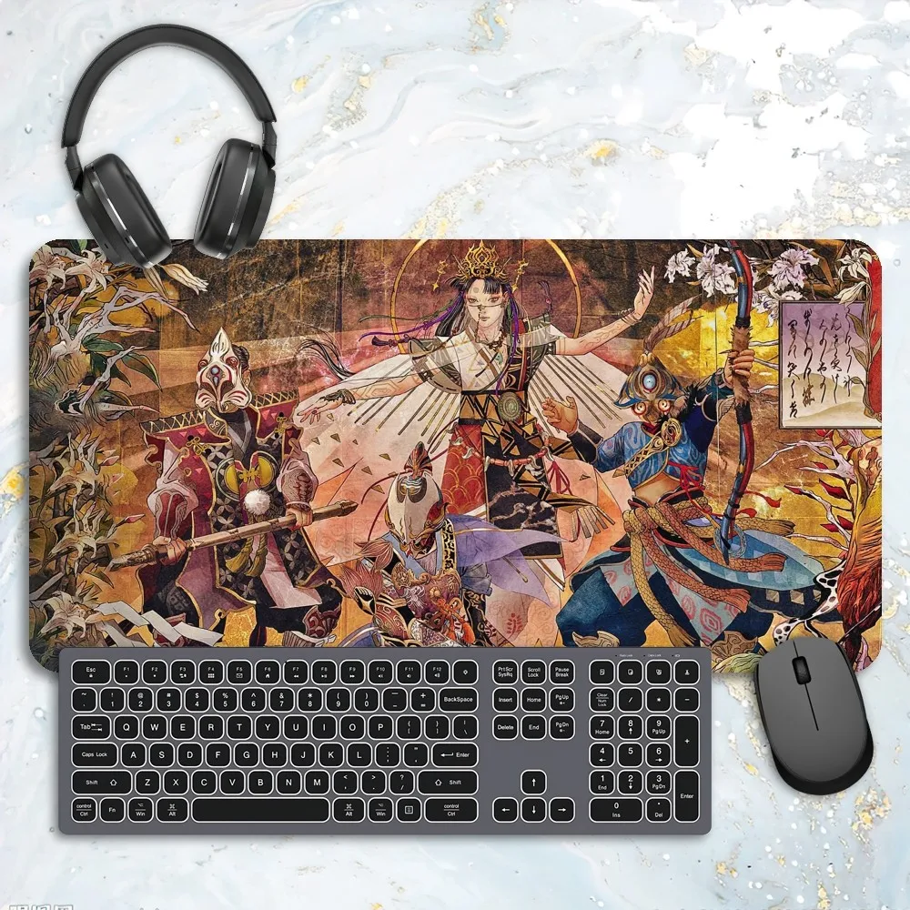 Game K-Kunitsu-Gami Path of the Goddess Mousepad Computer Accessories Laptop  Extended Mouse Mats Rubber Keyboards Table Mat