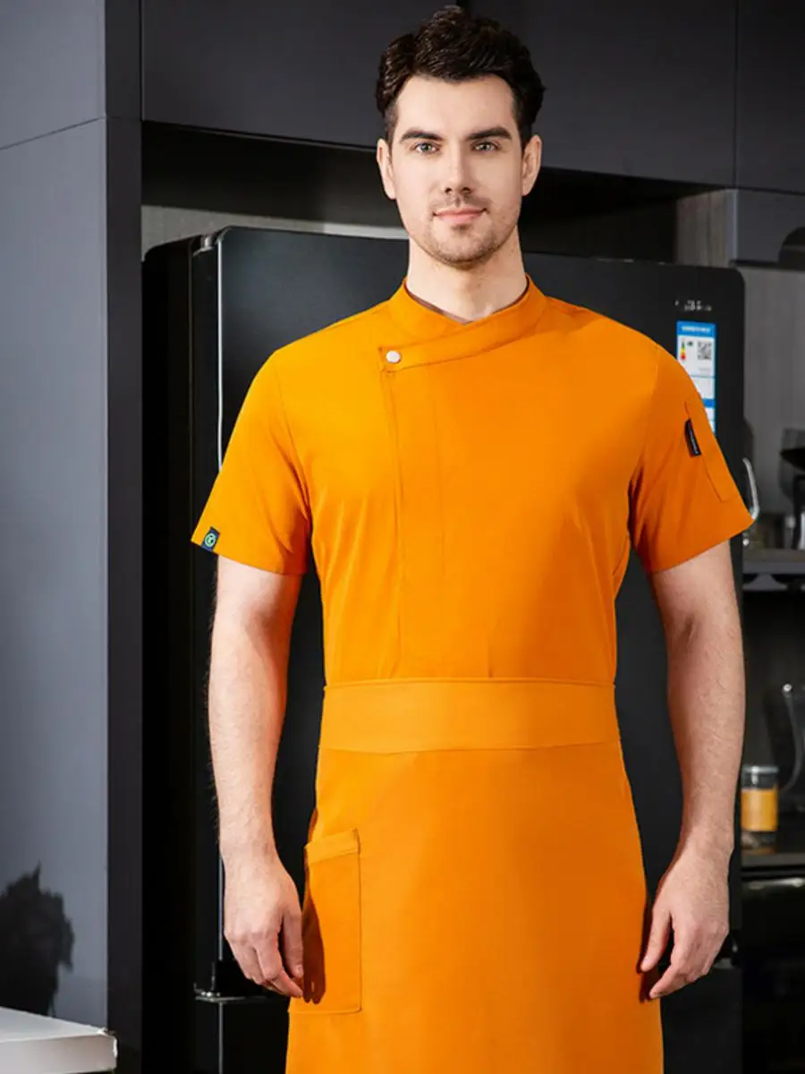 

Men's ort Sve Chef Work orm Breathable Elastic Summer Clothing Western Cuisine Hotel Head Chef Apparel Moisture ng