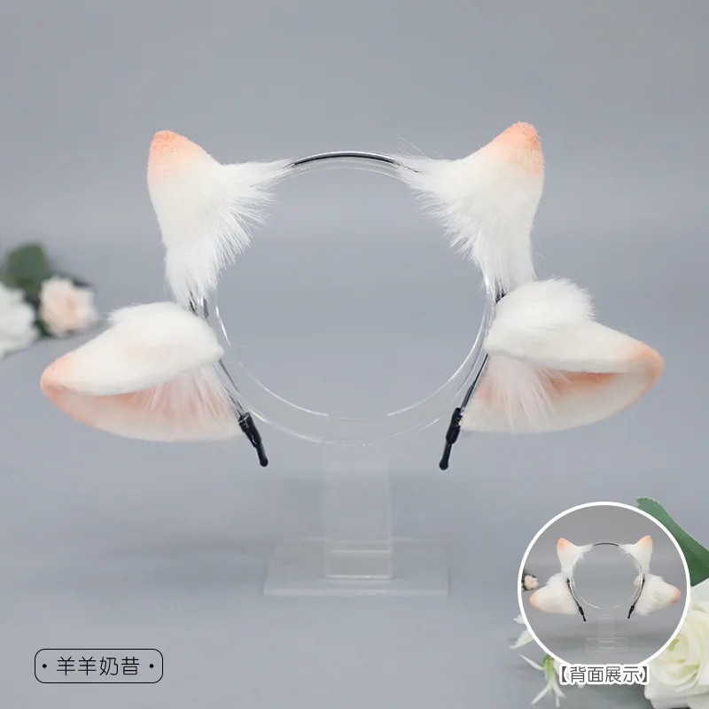 

Lolita Animal sheep Ear Hair Hoops Cosplay Faux Fur Hairband Sheep's horn Girls Halloween Anime Headbands Headwear Accessories