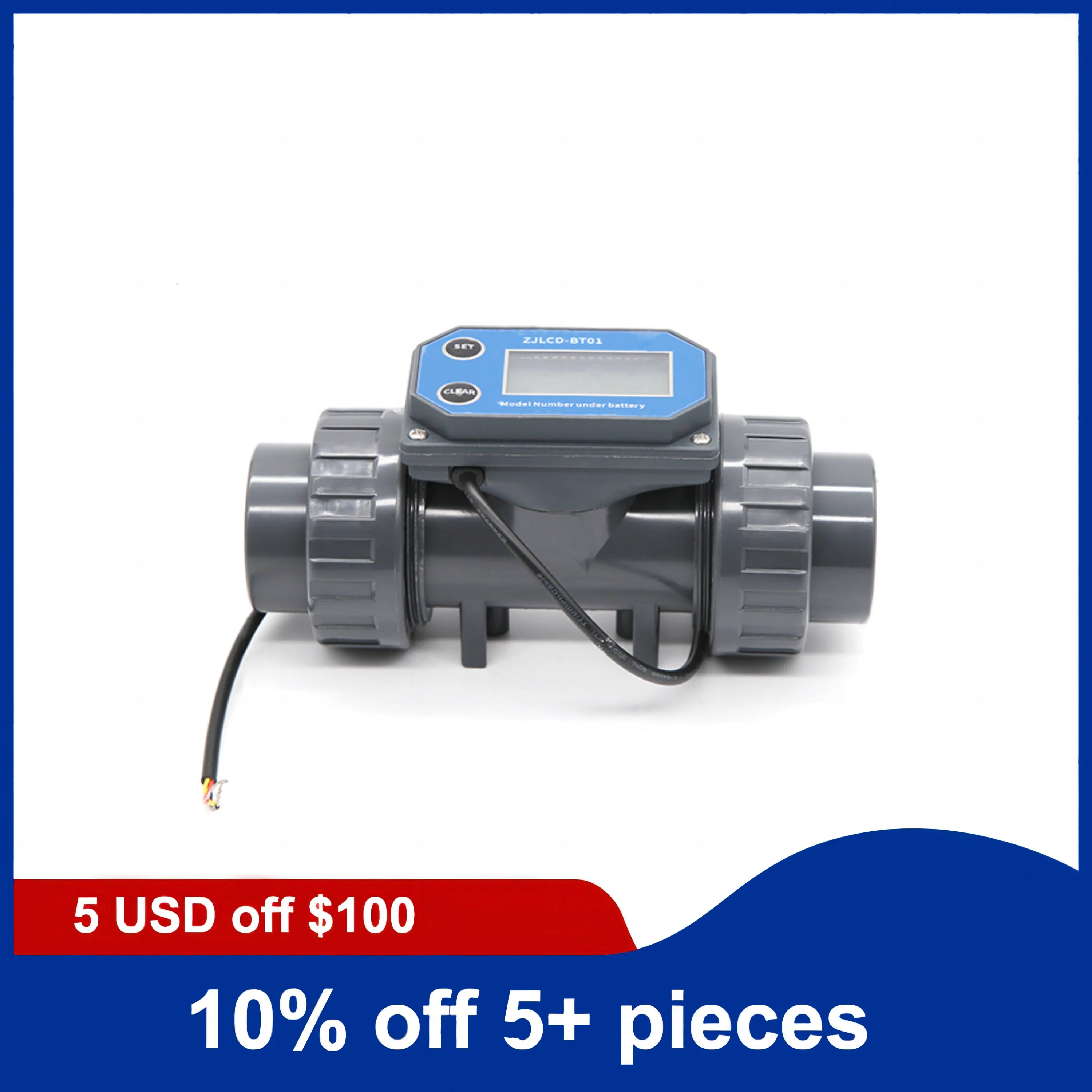 

1-1/4inch Electronic LCD Digital Display Flowmeter NPN Turbine Flow Meter PVC Pipe Liquid Water For Farm/Garden Irrigation