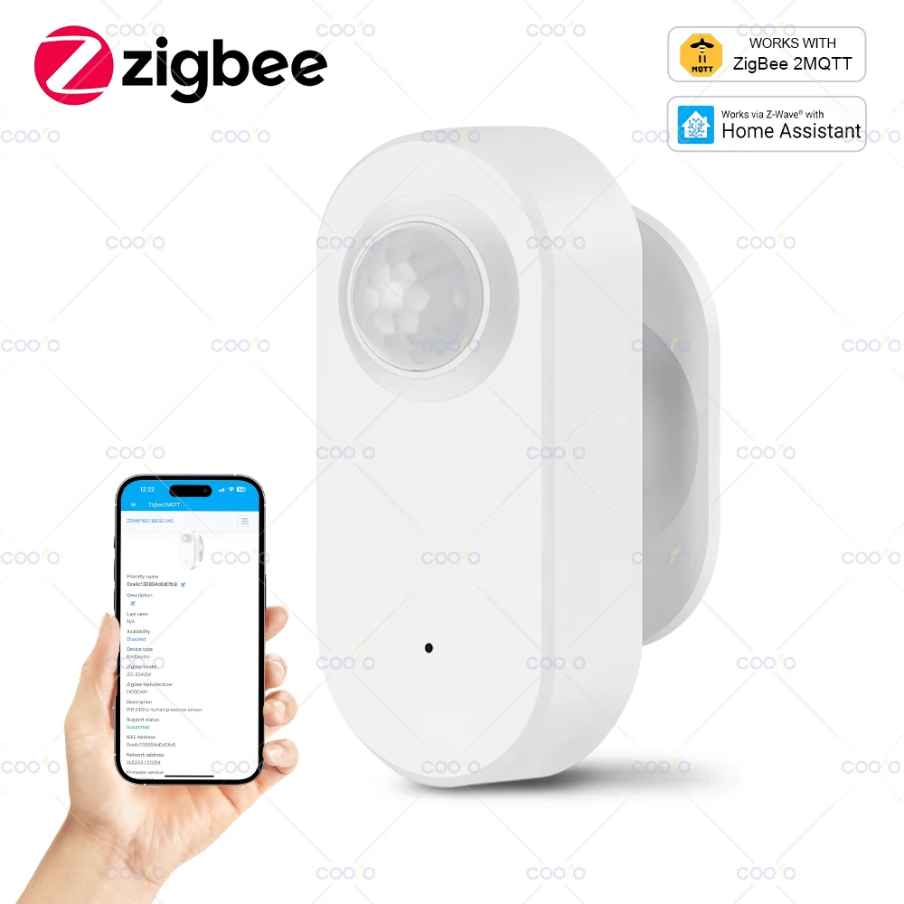 

Датчик присутствия человека ZigBee, 24 ГГц, радар mmWave + PIR-датчик обнаружения движения, работающий с ZigBee2mqtt в домашнем помощнике
