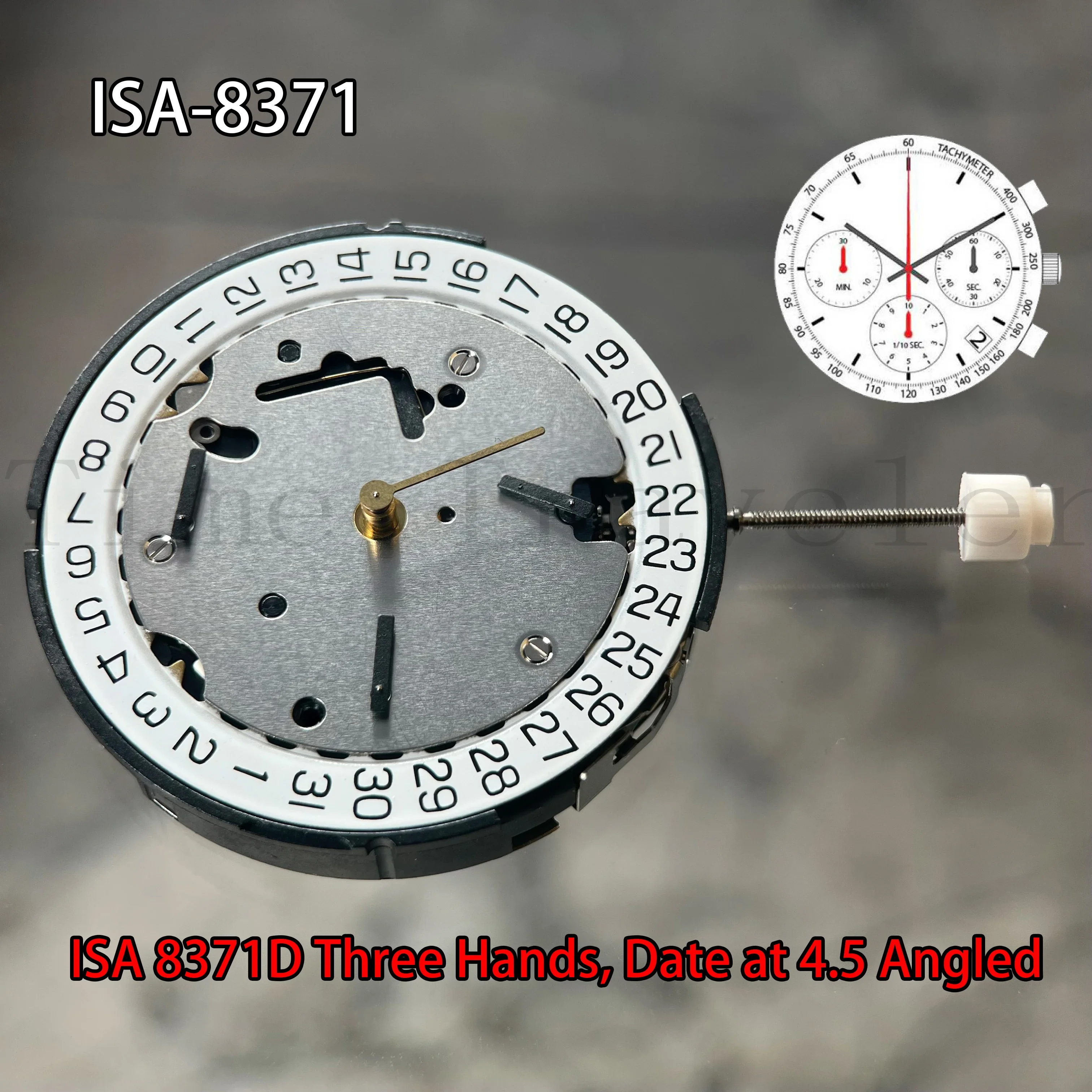 

Original ISA 8371D multifunctional Three Hands White 3.6.9 Small Seconds movement with built-in battery