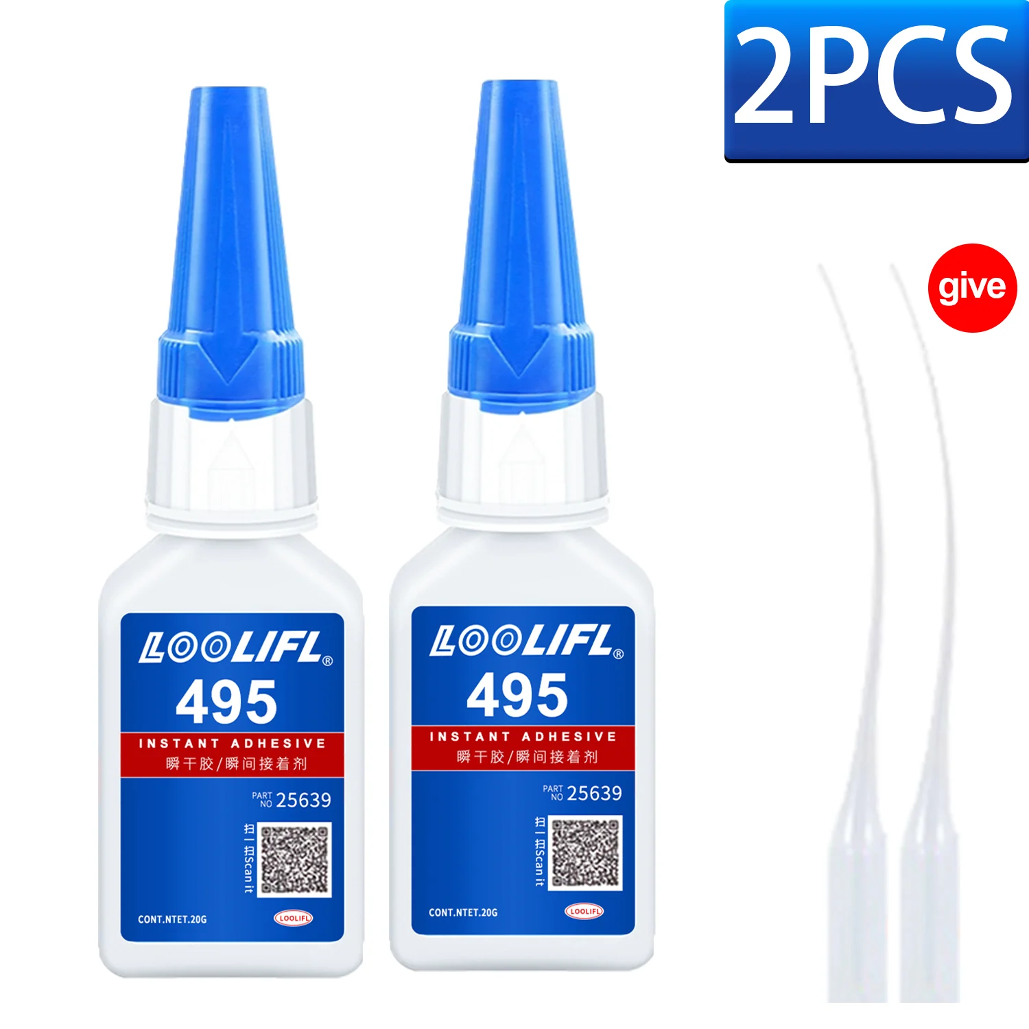 LOOLIFL 1-5PCS 495 Superlijm Instant Sneldrogende Cyanoacrylaat Lijm Leer Rubber Hout Metaal Sterke Bond Vloeibare Lijm 20G - afbeelding 1