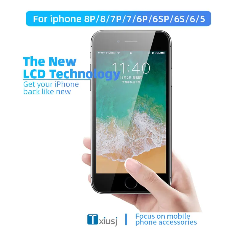 شاشة OLED LCD لهاتف iPhone 5 5s 6 6S 7 7P 8 8P LCD iPhone استبدال الشاشة 100% اختبار شاشة عرض عالية الجودة iPhone 7 8