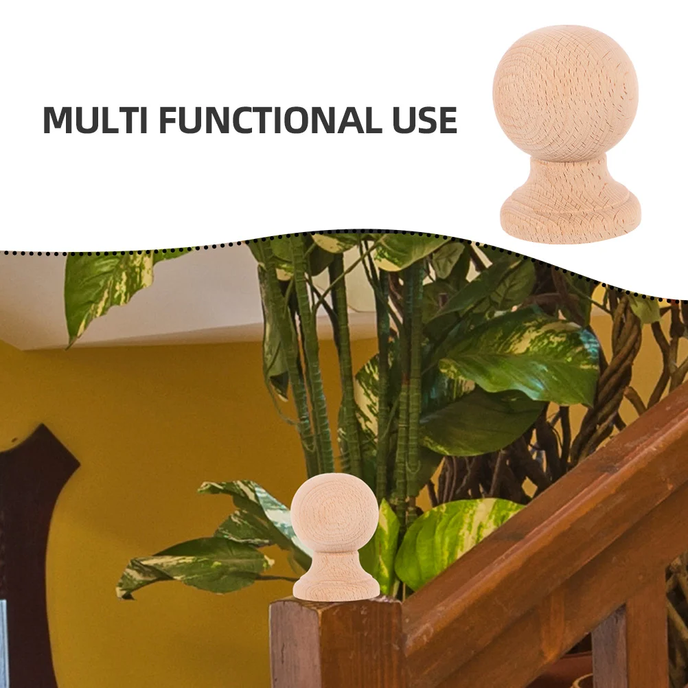 

2 Pcs Solid Wood Pillar Furniture Finials Decorative Unfinished Round Wooden Staircase Accessories Elegant Natural Grain