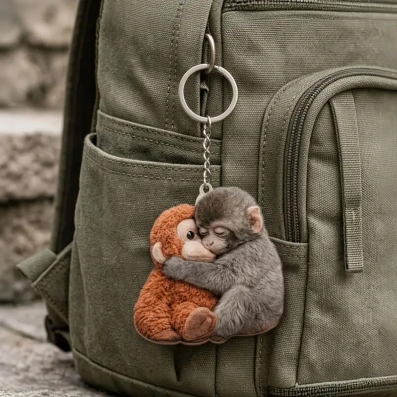 New Cute Protect Punch The Monkey Acrylic Keychains Cartoon Bag Pendant Keyrings Creative Jewelry Fans Friends Gifts