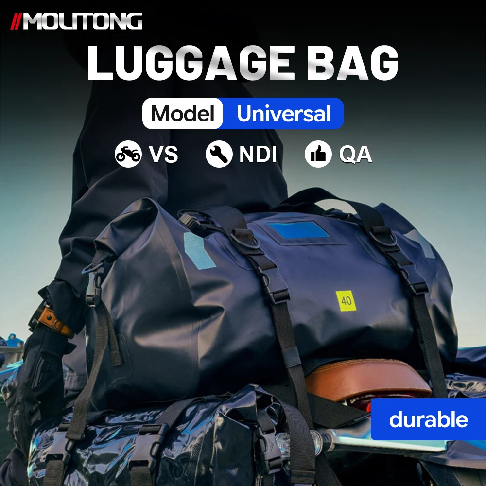 Motorcycle Dry Duffel Bag Large Capacity Roll‑Sealed Reflective Mark Rear Seat Luggage For Long Moto Tour Accessories