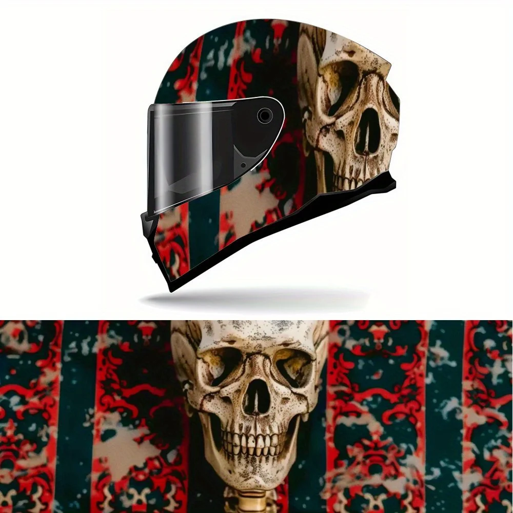 

Skull Full Face Helmet Painting Sticker - Waterproof and Scratch Resistant Self Adhesive PVC Sheet with Artistic Aesthetic Desig