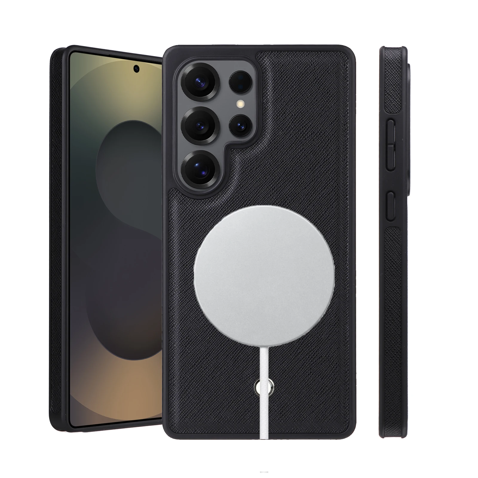 

M Series Entry Luxury Men's Saffiano PU Leather Magsafe Case for Samsung Galaxy S25Ultra & S25Plus & S24Ultra & S23Ultra & S25