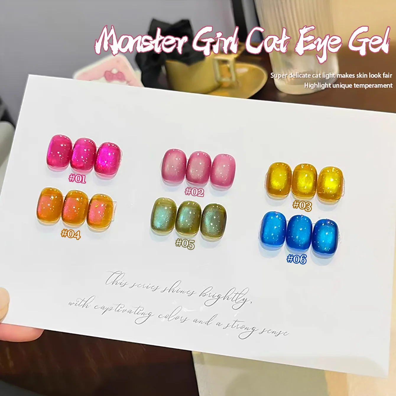 1 unidad PSK Nuevo Esmalte de Uñas en Gel Efecto Ojo de Gato Serie Monster Power Girl, Popular, con Efecto Blanqueador Flash y Arte de Uñas Azul Fruta del Dragón