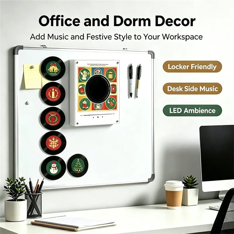 WCS-Christmas Fridge Decor NFC Music Player Acrylic Rotary Disc Automatic Singing Song Player Refrigerator Magnetic Sticker