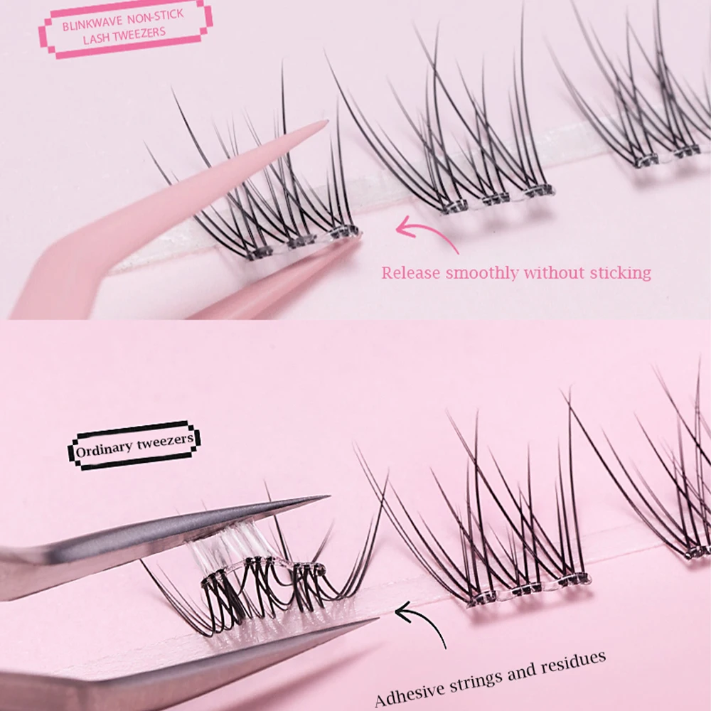 接着剤不要のまつげクラスター ピンセット グリーン/ピンク 粘着防止アプリケーター つけまつげ ピンセット 接着剤不要のまつげツール