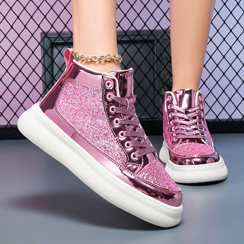 

High-top, Thick-soled, Round-toed, Fashionable, Versatile, Comfortable, Anti-slip, Breathable Women's Sports and Casual Shoes