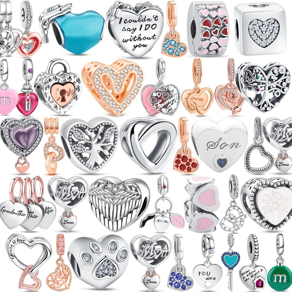 2026 Bestseller 925 Sterling Silber Original Herz-Perlen Anhänger DIY Charms Armband Zubehör Perle Frauen Überraschung Mode Geschenk