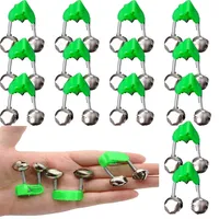 5-50pcs/lot Outdoor Metal Fishing Bite Alarms Fishing Rod Bell Rod Clamp Tip Clip Bells Ring Green ABS Fishing Accessory