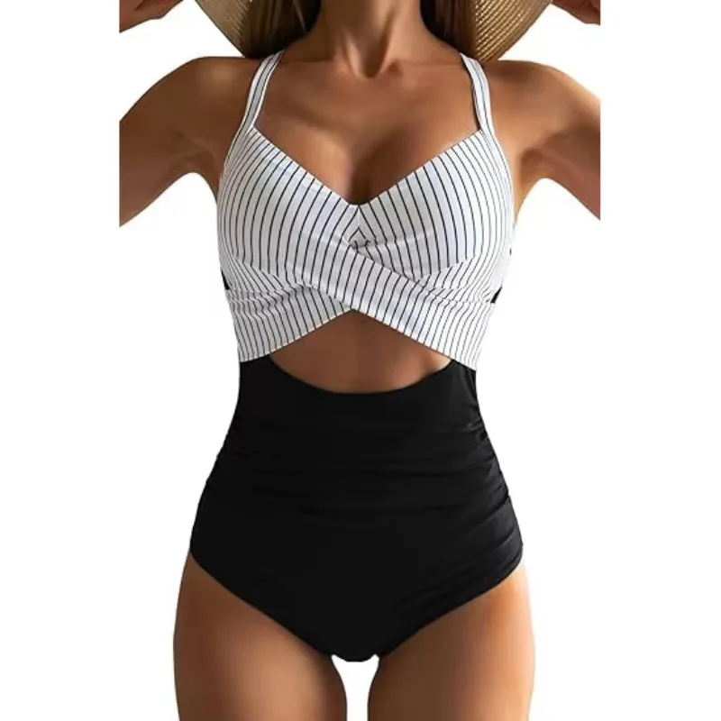 One-piece Swimsuit Hollow Out Women Summer New Popular Sexy Solid Color Swimsuit Swimwear Bikini