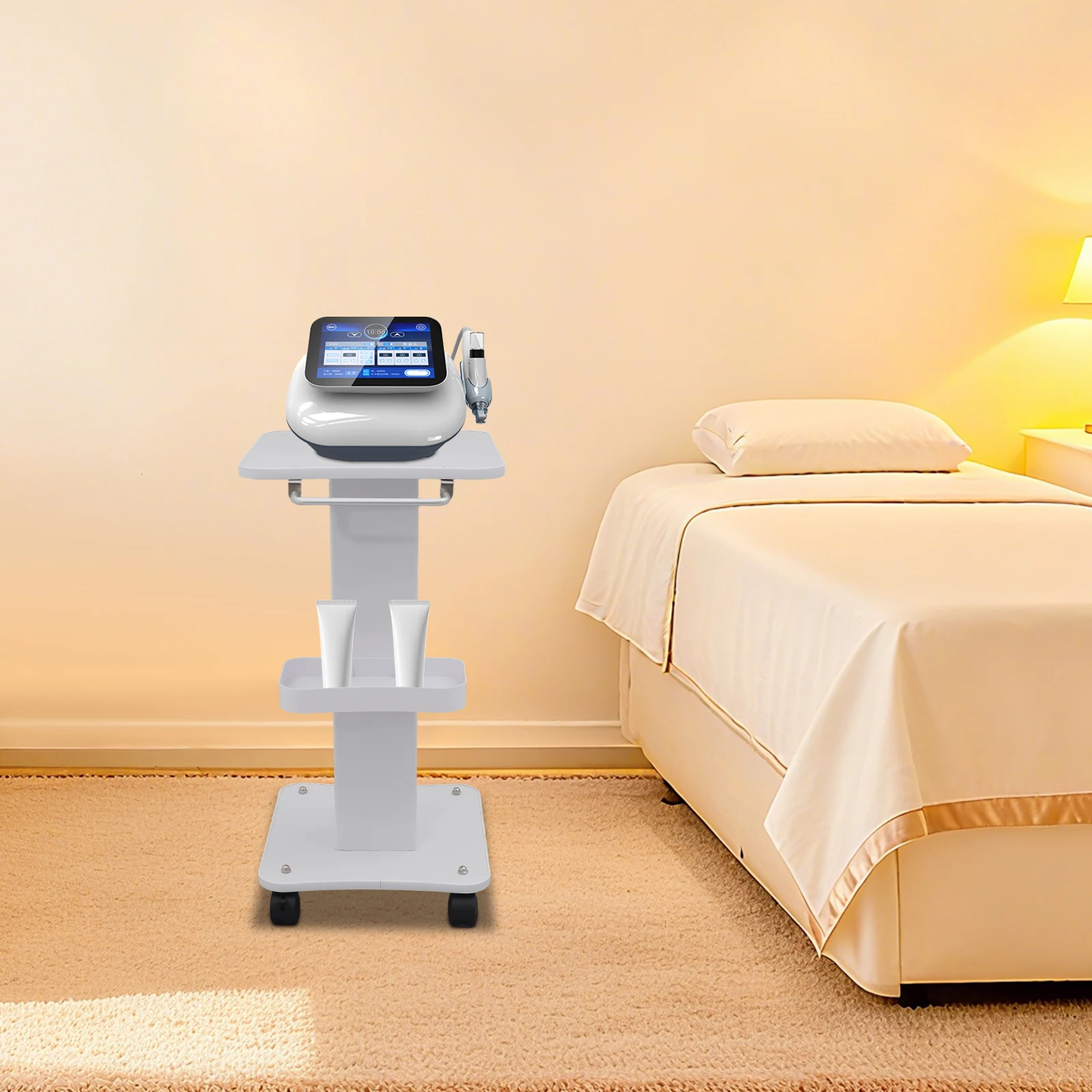 

Трехъярусная тележка для косметики из АБС-пластика с ручкой, высокой грузоподъемностью и многофункциональной полкой для хранения