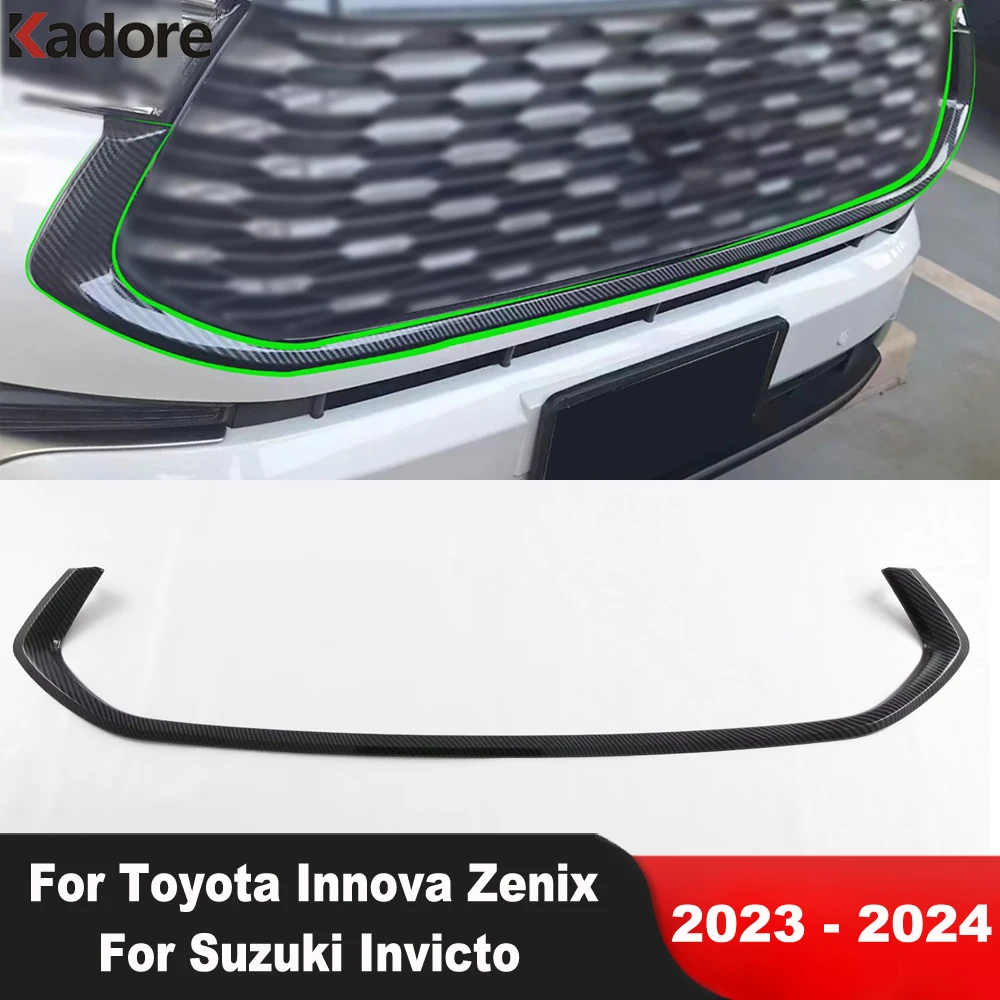 

For Toyota Innova Zenix For Suzuki Invicto 2023 2024 Carbon Fiber Car Front Grille Grills Cover Trim Molding Strip Accessories
