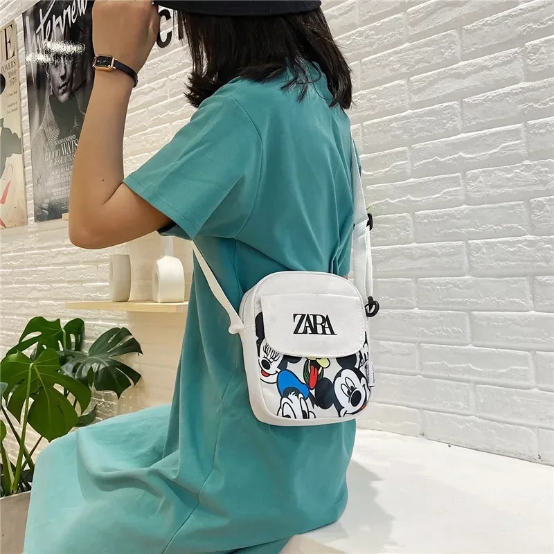 Disney Mickey Mouse Women Canvas Shoulder Bags Adjustable Strap Casual Crossbody Bags Cartoon Women Handbags Messenger Bags Gift